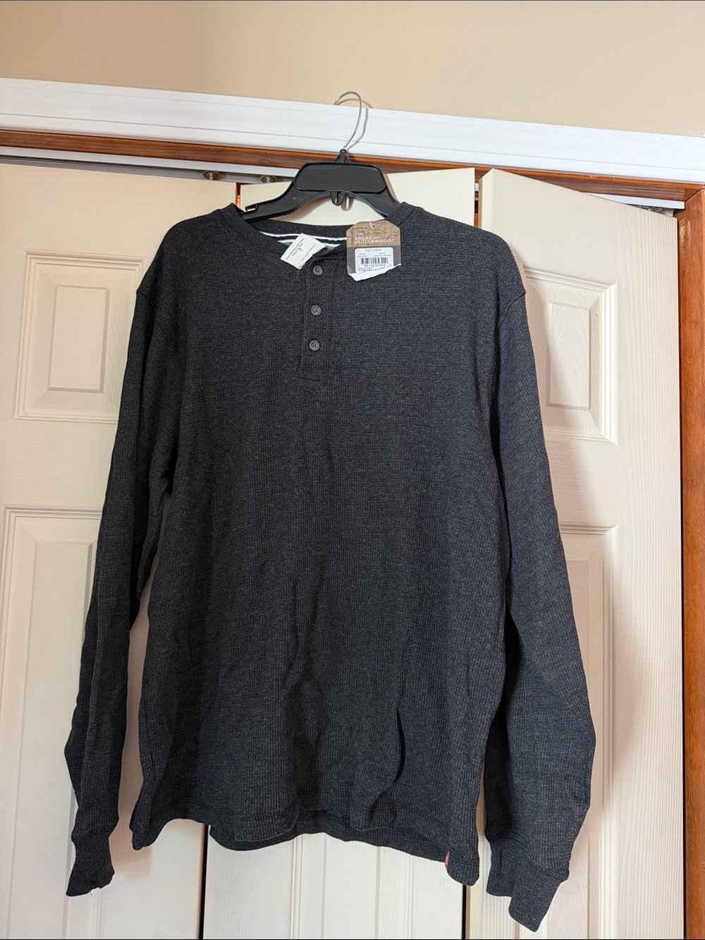 Men's Long-Sleeve Henley Shirt - Dark Charcoal